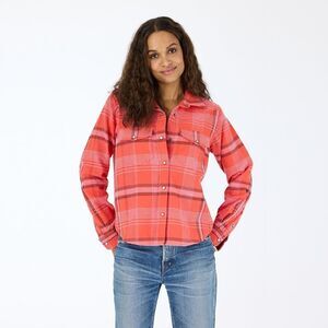 Kerri Rosenthal Pia Western Flannel Plaid Shirt Top Long Sleeve Cotton M 284884
